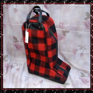 NEW Bonfanti Buffalo Plaid Wool Leather Boot Storage/Transport Bag